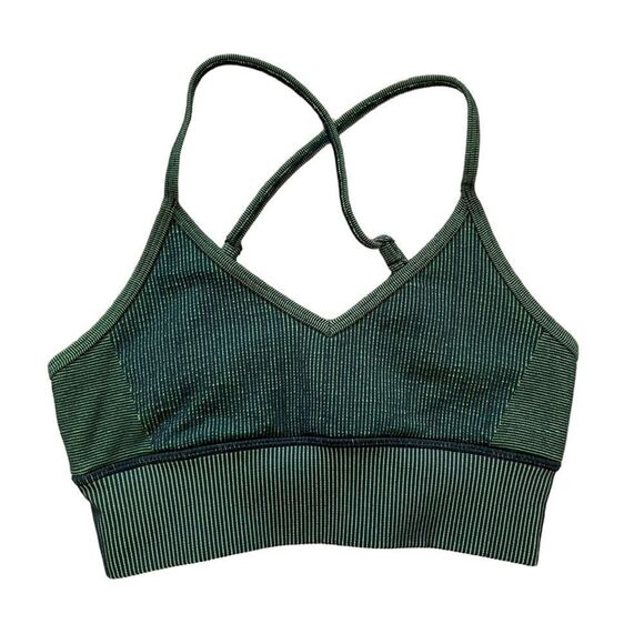Alo Yoga Seamless Illusion Bralette COLOR SHIFT Anthracite/Highlighter Sz XS - Picture 6 of 12